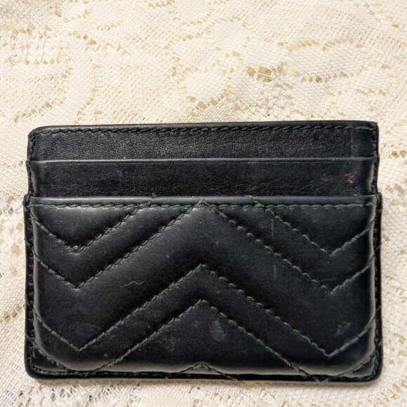 Black Gucci Quilted Leather Card Holder Wallet - Picture 3 of 3